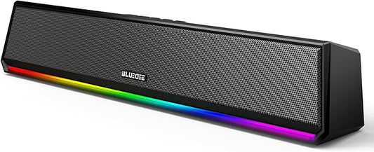 Bluedee Computer Speakers for Desktop PC, Bluetooth 5.3 PC Speakers with Dynamic RGB Light, Wired USB Plug & Play Computer Sound Bar, USB/Type-C Powered Gaming Speakers for Desktop, Laptops, Tablet
