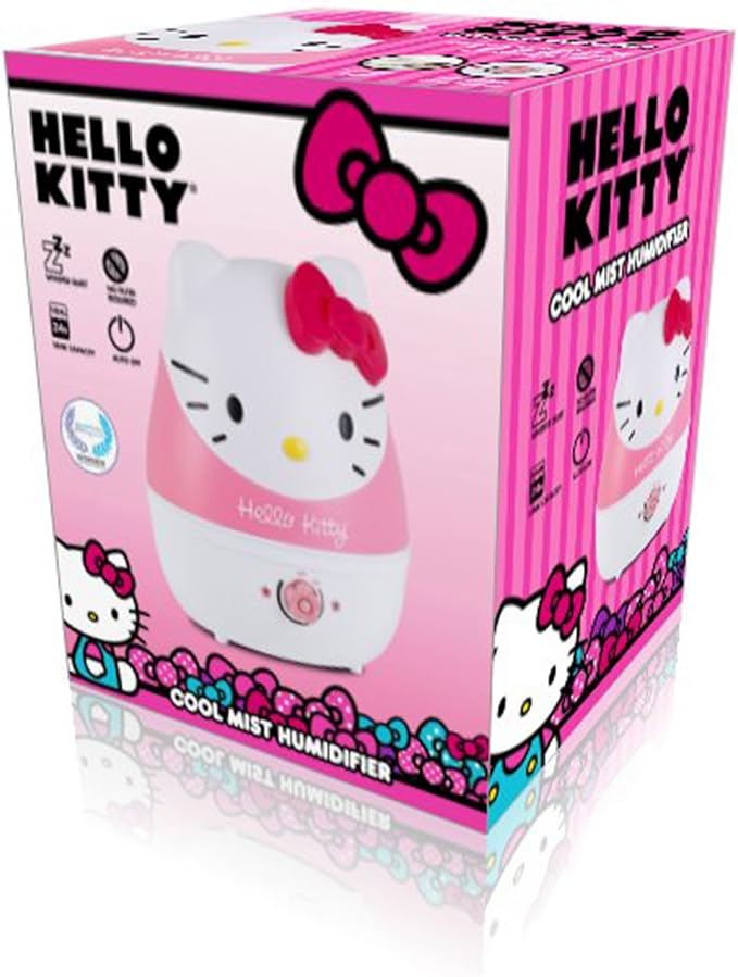 Crane Adorables Ultrasonic Humidifiers for Bedroom and Baby Nursery, 1 Gallon Cool Mist Air Humidifier for Large Room or Kid's Room, Humidifier Filters Optional, Hello Kitty