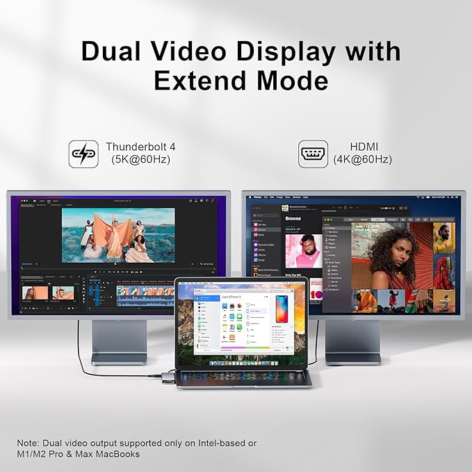 USB C Hub, USB C Adapter, 7 in 2 USB-C Hub for MacBook with Thunderbolt 4, 4K HDMI, Type C, 2 USB A, SD/TF Card Reader, Compatible with MacBook Pro 2016-2024, MacBook Air 2018-2025 (Spacegray)