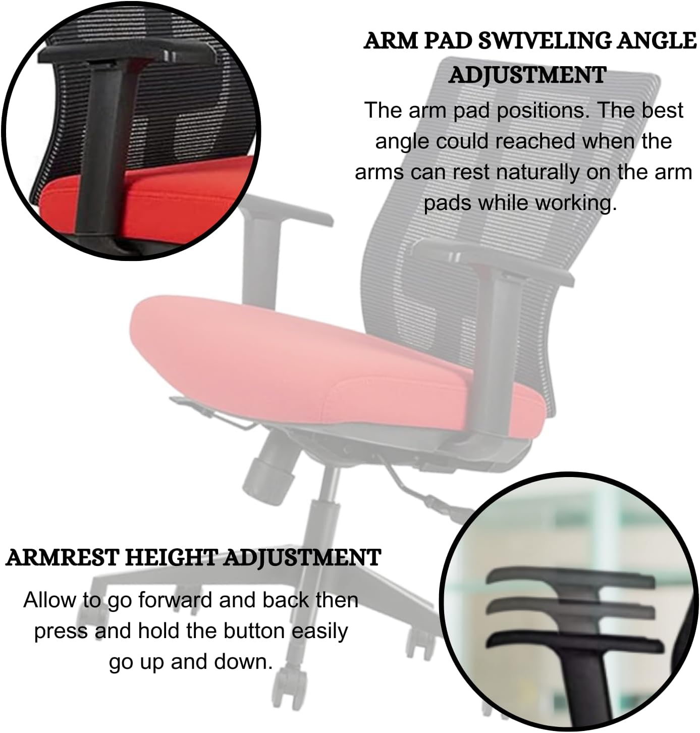 Bitchair Ergonomic Mesh Conference Room Chair - Adjustable Lumbar Support Computer Desk Chair Height Adjustable Arms - Seat Depth Adjustable Executive Office Chair - Black (Red) (Pack of 1)