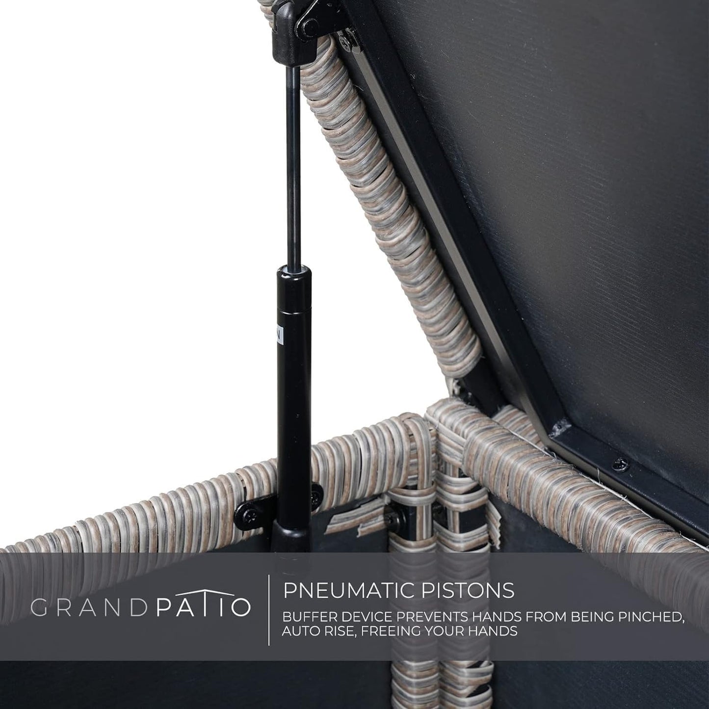 Grand patio 108 Gallon Deck Storage Box Indoor Outdoor Wicker Bin for Patio Furniture Cushions Garden Tools Pool Accessories, Greige