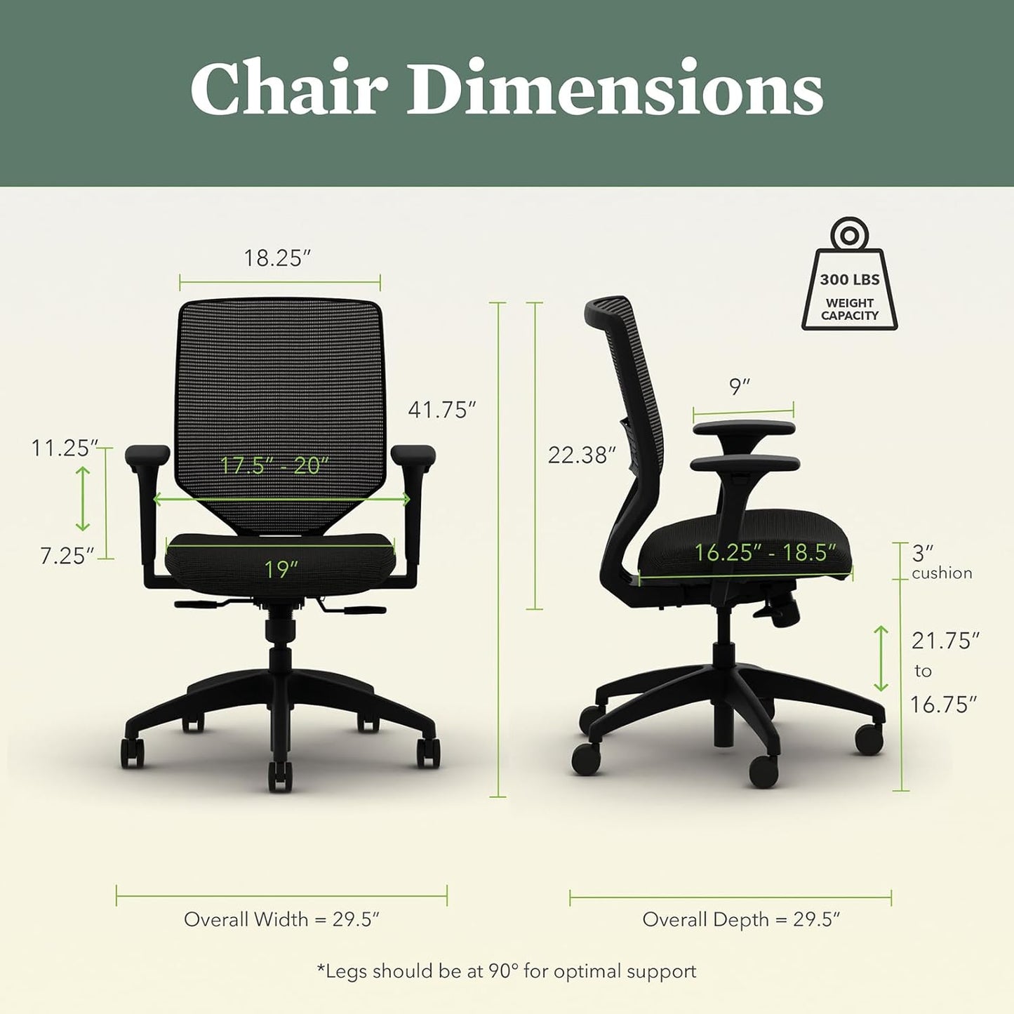 HON Solve Mesh Back Office Chair with Adjustable Arms, Adjustable Height, Tilt Tension, Lumbar Support, Swivels, on Rolling Wheels, Midnight