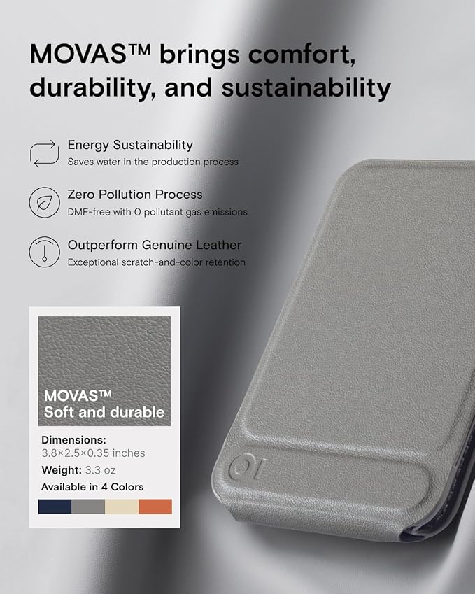 MOFT Phone Tripod Wallet, 3 in 1 Phone Stand MagSafe, NFC-Supported Magnetic Phone Wallet, MOVAS Vegan Leather Adjustable Card Holder, Taupe