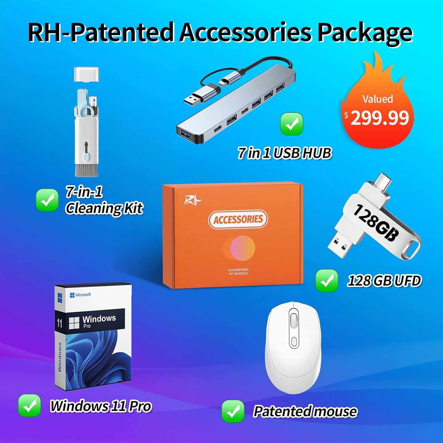 HP All in one Desktop Computer, 21.5" FHD Display, 32 GB RAM, 1 TB SSD, Intel Celeron J4025, Webcam, Intel UHD Graphics, Wi-Fi 6, Bluetooth, HDMI, Windows 11 Pro, Wired KB & Mouse, w/RH-Accessories