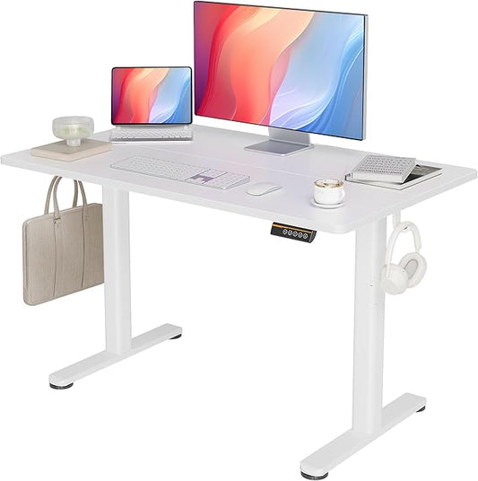 Seang Standing Desk with Adjustable Height, 48x24 Inch Electric Stand Up Desk for Home Office, Studio, Computer Workstation, White Top