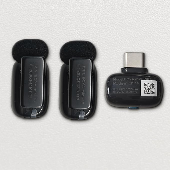 BOYA Mini USB-C Wireless Lavalier Microphone for Andriod iPhone 16/15, Ultra Mini Lapel Mics with AI Voice Switching, Noise Reduction and Charging Case, Metal Clip for TikTok Content Creators