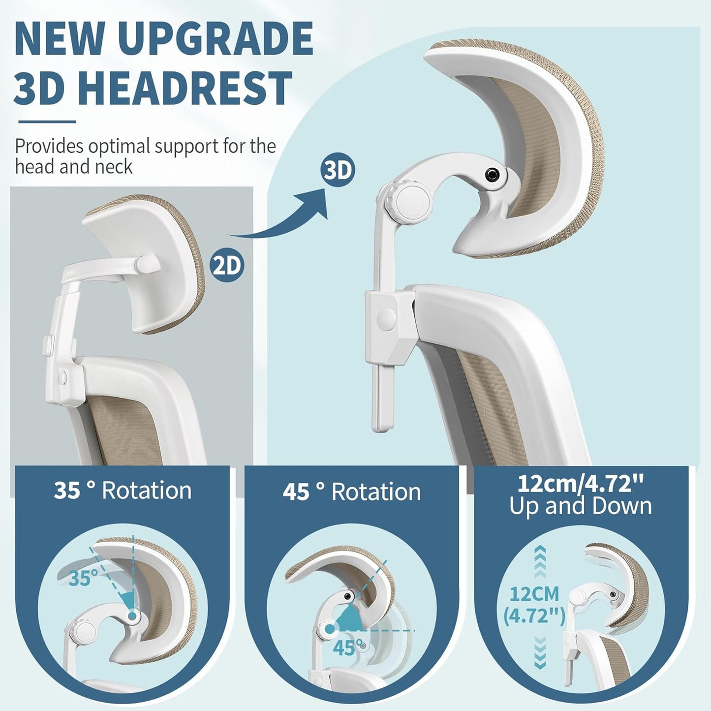 FelixKing Ergonomic Office Chair, Headrest Desk Chair Office Chair with Adjustable Lumbar Support, Home Office Swivel Task Chair with High Back and Armrest, Adjustable Height Gaming Chair(Khaki)