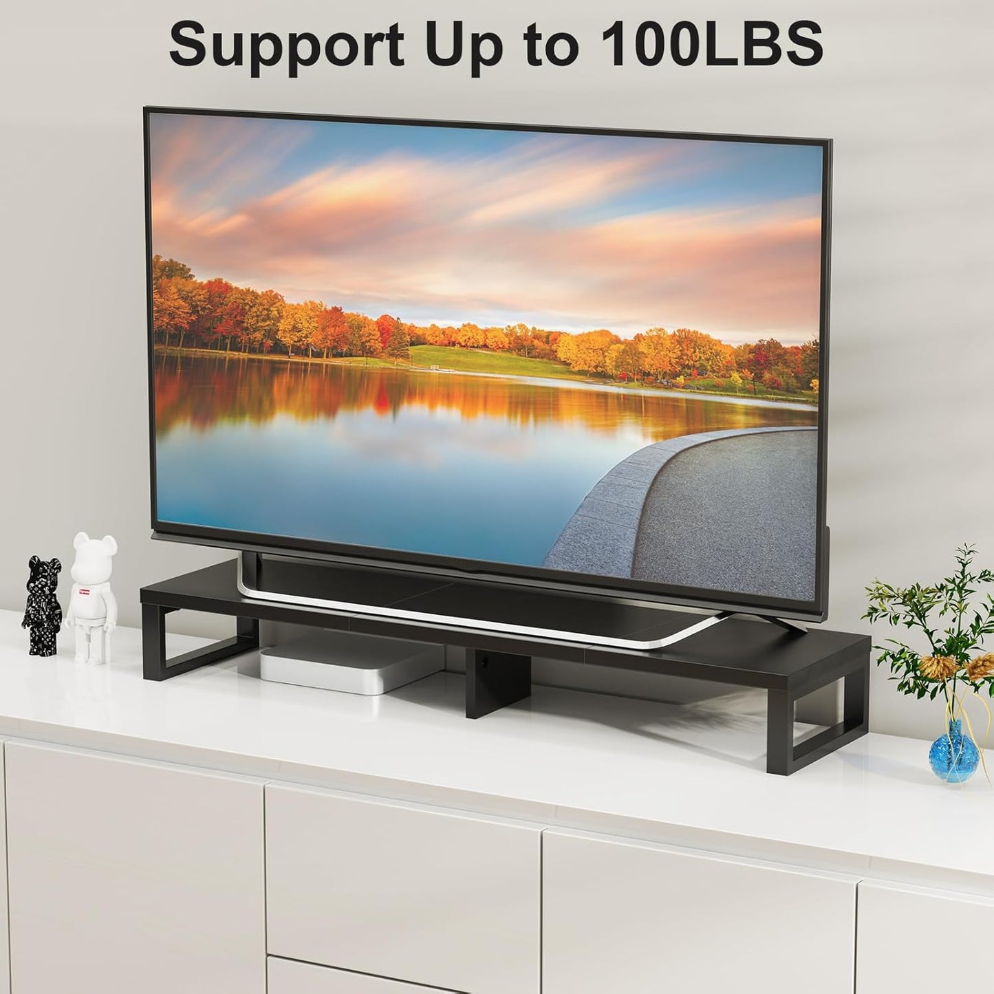 Zimilar Dual Monitor Stand Riser, Large Monitor Stand for Desk, Wood Monitor Riser with Storage Organizer for Home Office, Monitor Stands for 2 Monitors, Desktop Wooden Monitor Riser for Computer