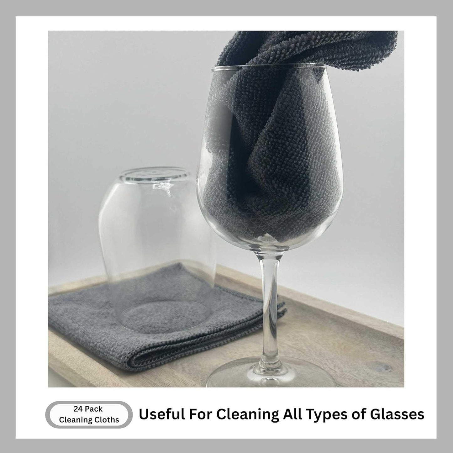 Microfiber Cleaning Cloth for Kitchen & households, Towels for Cars. (300gsm) (Pack of 24 Gray)