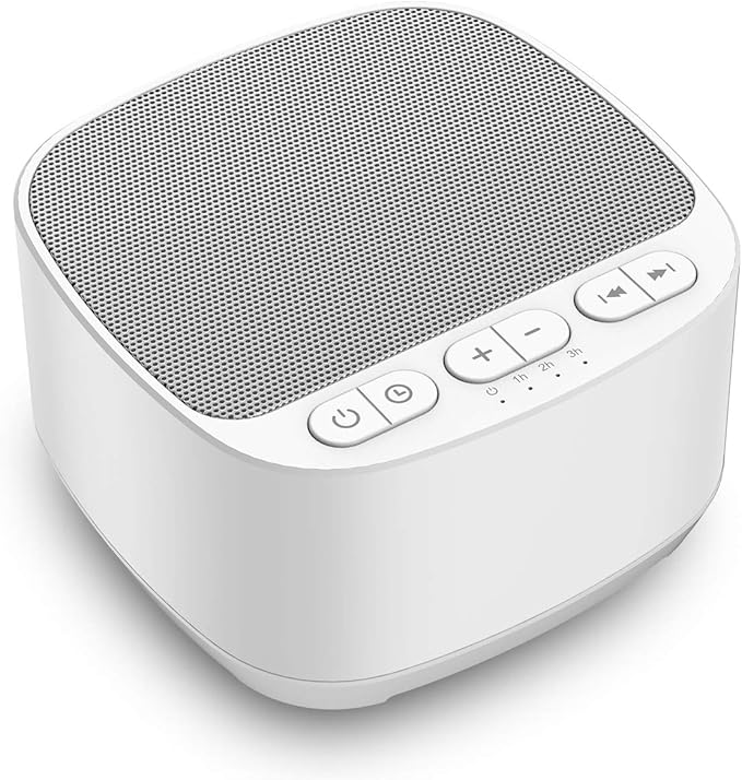 Magicteam Sleep Sound White Noise Machine with 40 Natural Soothing Sounds and Memory Function 32 Levels of Volume Powered by AC or USB and Sleep Timer Sound Therapy for Baby Kids Adults (B-White)