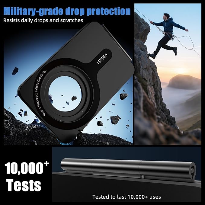 Magnetic Tripod for iPhone, Aluminium Phone Tripod Stand Compatible with Magsafe iPhone 16/15/14/13/12 Series, Foldable Strong Magnetic Phone Stand & Portable Phone Holder, Black