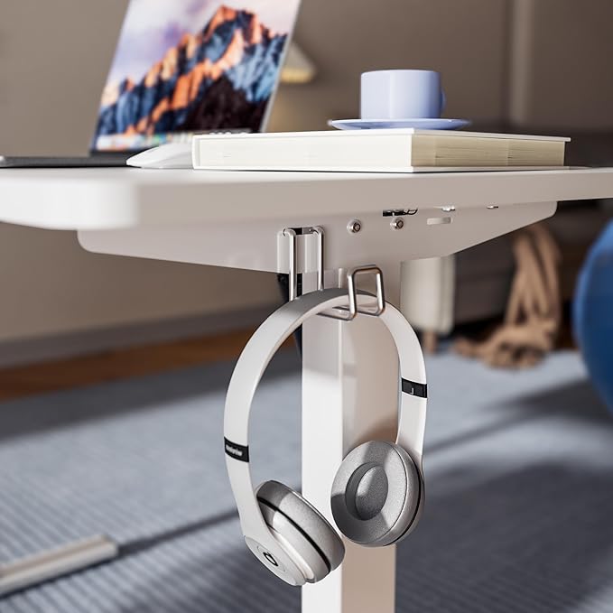 Electric Standing Desk Adjustable Height, 32x20 Inches Sit Stand up Desktop for Home Office, Ergonomic Rising Computer Table with Memory Preset, White