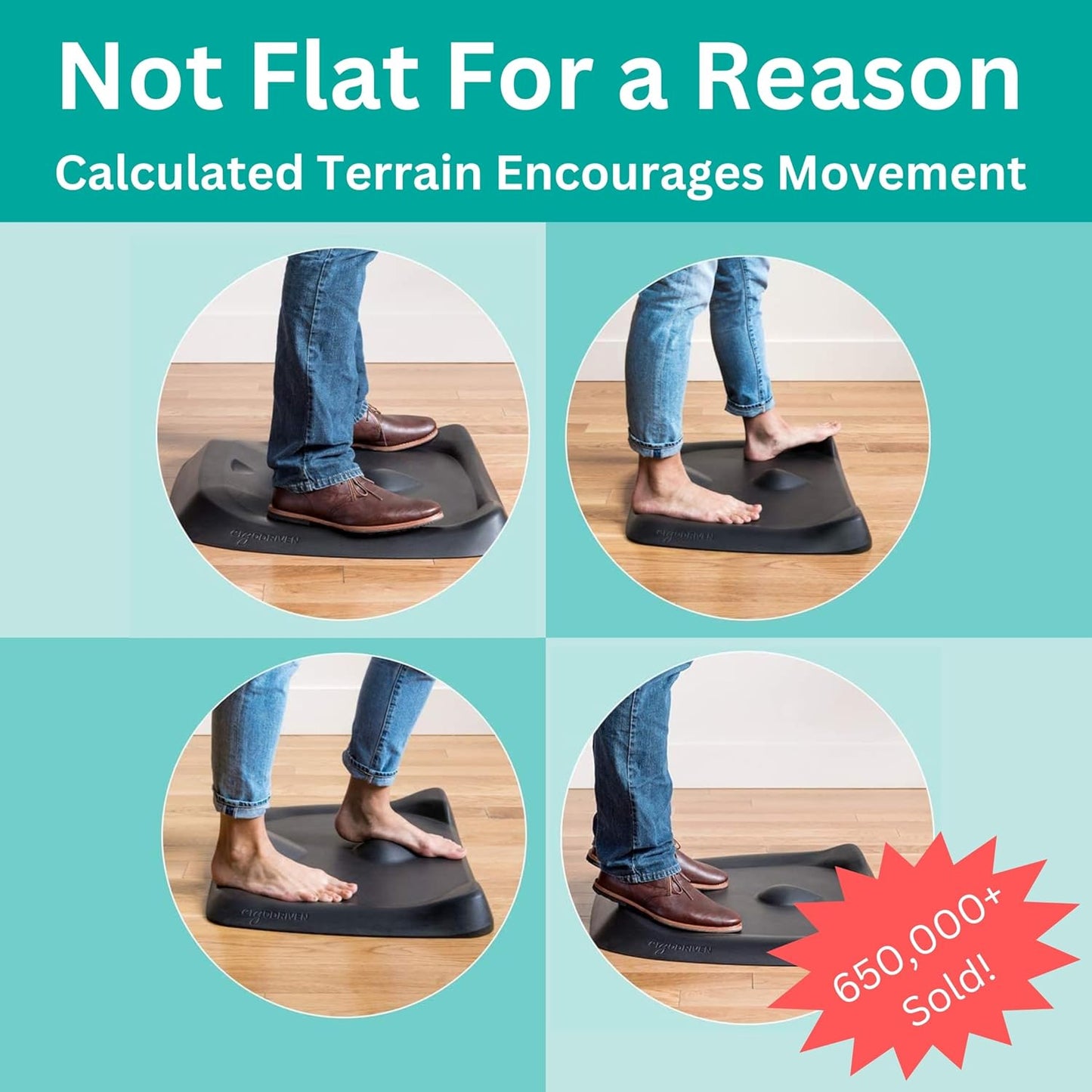 Topo Mini by Ergodriven | The Smaller Not-Flat Standing Desk Anti-Fatigue Mat with Calculated Terrain (Altostratus Grey)