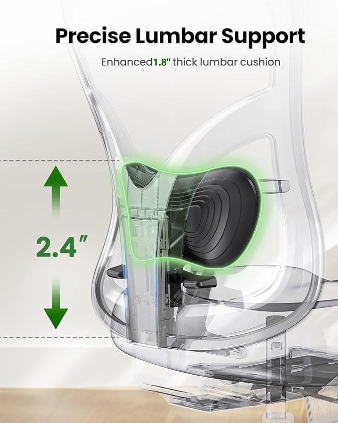 Marsail Ergonomic Office Chair Ergonomic Gaming Chair with Lumbar Support, 2D Headrest, Adjustable Armrests, Contoured Seat Cushion, Computer Desk Chair with Wheels for Home and Office
