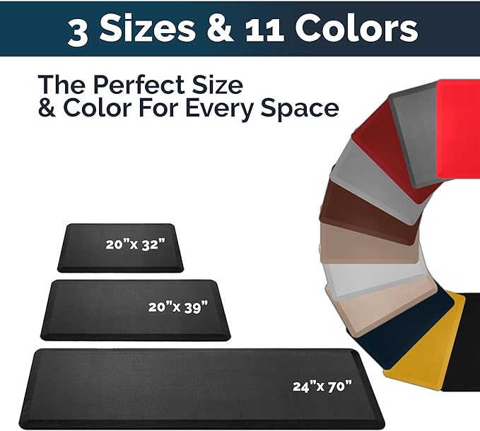 ComfiLife Anti Fatigue Floor Mat – 3/4 Inch Thick Kitchen Mats for Floor, Standing Desk Mat, Kitchen Rug – Comfort at Home, Office – Durable – Stain Resistant – Non-Slip Bottom (20" x 39", Silver)