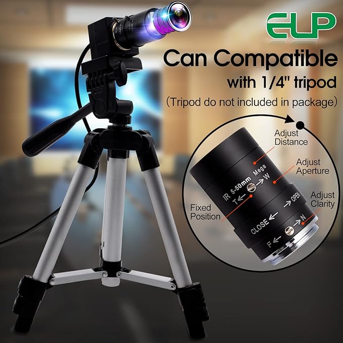 ELP 5-50mm Varifocal Lens 1080P USB Camera with H.264 High Definition Sony IMX323 Webcam for Android Linux Windows Industrial Video