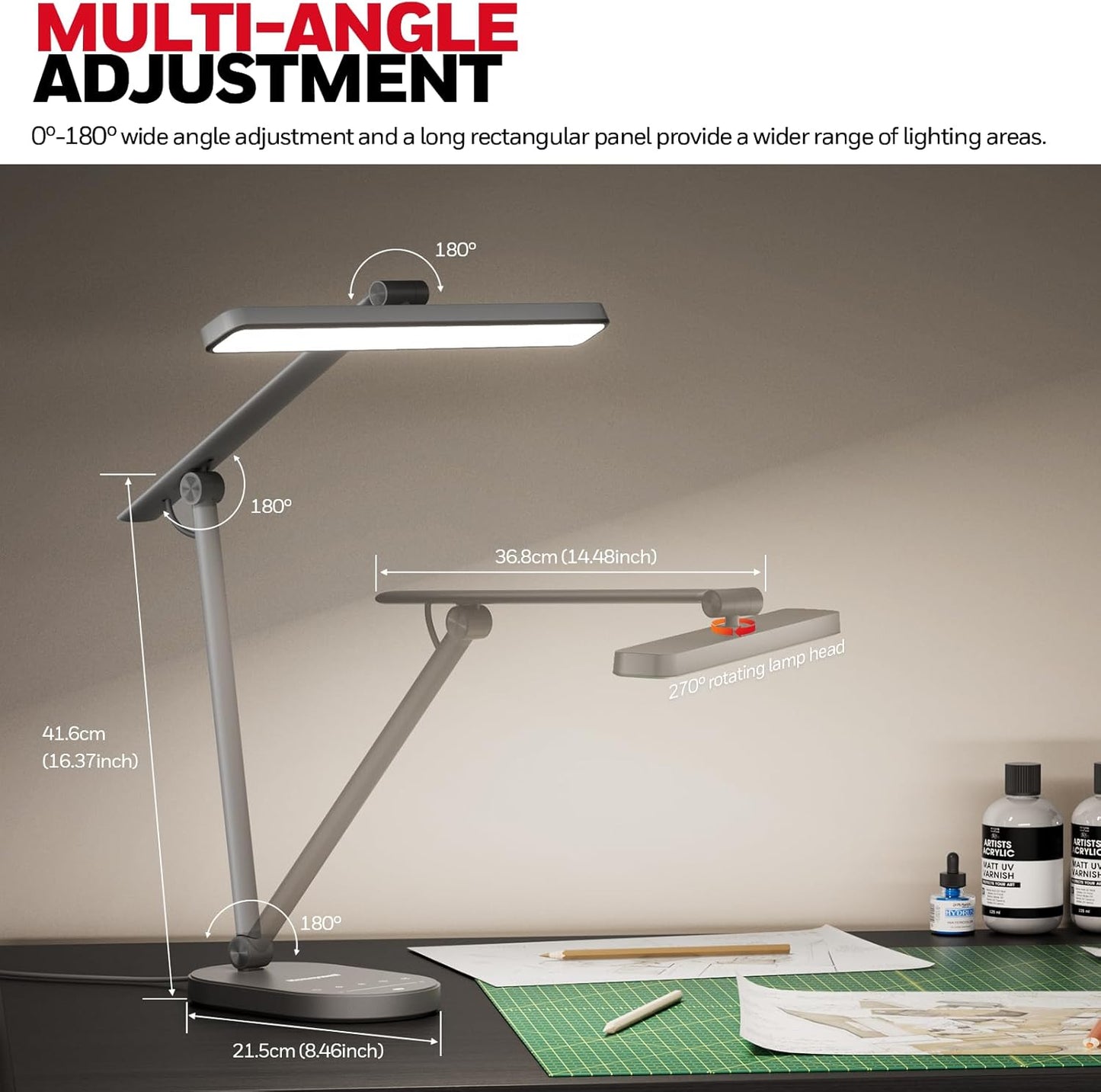 Honeywell Desk Lamp for Home Office, H4 Sunturalux??Eye-Caring LED Desk Light, 700LM Dimmable Desk Lamp with Timer, Adjustable Desk Reading Light, Touch Auto Dimming Table Lamp for Study, Bedroom