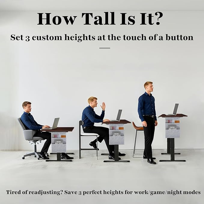 NSY Audio Electric Standing Desk 55x24 Inches - Height Adjustable, Whisper Quiet Motor, Walnut Top & Black Frame for Home Office Gaming, Focused Work, Black