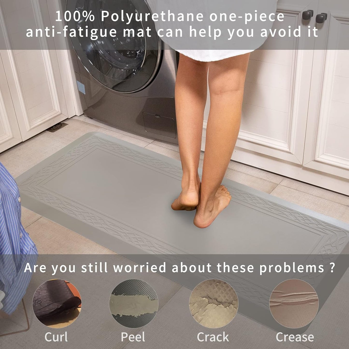 24 x 60 Inch Extra Support Anti Fatigue Comfort Kitchen Mat, Waterproof Long Kitchen Runner, Non-Slip Standing Desk Mat, Commercial Pads for Offices, Home, Garages (Bordeaux Cabblestone, 24'' x 60'')