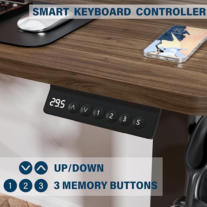 Kingant Standing Desk Height Adjustable Small Electric Stand Up Desks [35 x 20 Inch] - Ergonomic Sit Stand Desk Rising Desks for Home Office Computer Desk Stand Desk Workstation with Cable Management