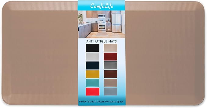 ComfiLife Anti Fatigue Floor Mat – 3/4 Inch Thick Kitchen Mats for Floor, Standing Desk Mat, Kitchen Rug – Comfort at Home, Office – Durable – Stain Resistant – Non-Slip Bottom (20" x 39", Beige)