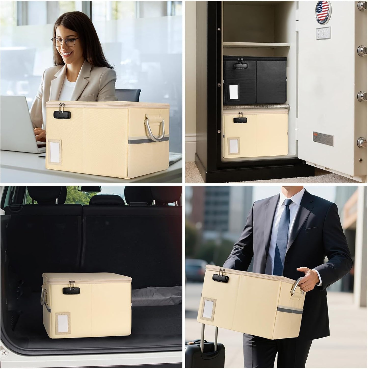 TOMKID Fireproof Document Box, Fire Proof Safe Box for Home Document Organizer with Lock, Fire Office Storage Cabinet for Hanging Letter/Legal Folder 16.1 x 12.9 x 11in (Off-white)