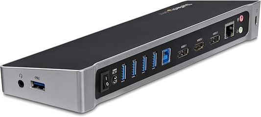 StarTech.com Triple Monitor USB 3.0 Docking Station, 2x 4K DisplayPort & HDMI, USB Type A Universal Laptop Dock, Windows/Mac, TAA