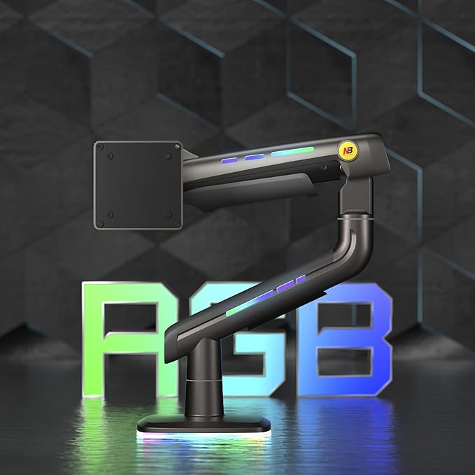 Gaming Monitor Arm for Flat/Ultrawide/Curved Monitors 32 to 60 inch, Heavy Duty Monitor Stand Load up to 20 kg, VESA 75/100 mm Mount (Grey Black)