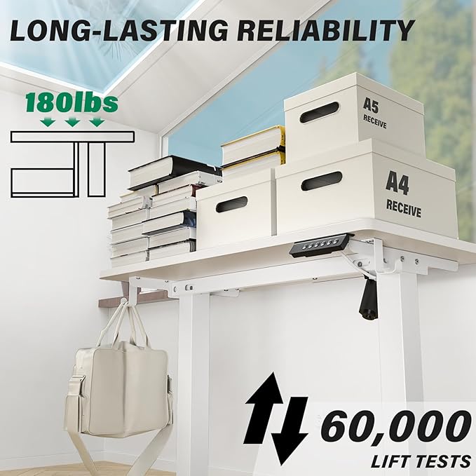 Kingant Standing Desk Height Adjustable Small Electric Stand Up Desks [35 x 20 Inch] - Ergonomic Sit Stand Desk Rising Desks for Home Office Computer Desk Workstation