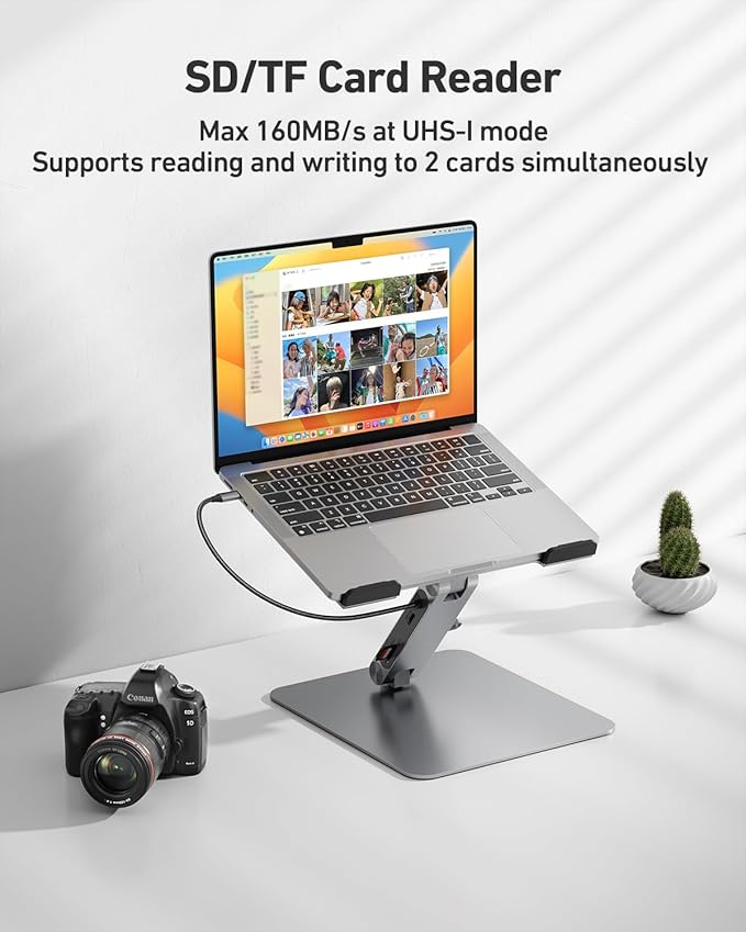 BENFEI Laptop Stand with USB C 7in1 Docking Station,HDMI 4K@60Hz,1*SD 1*Micro SD,100W Power Delivery,10Gbps 1*USB C 3.2 and 2*USB A 3.2 Compatible with MacBook Pro/Air, iPad Pro, XPS, Thinkpad