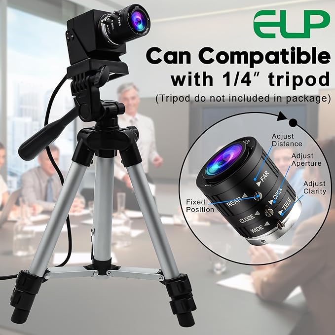 ELP 48MP USB Camera - Manual Zoom Webcam for Computer & Laser Engraver - 3.6-10mm 3X Zoom - UVC USB2.0 Close-up Camera for PC & Jetson Nano, RaspberryPi