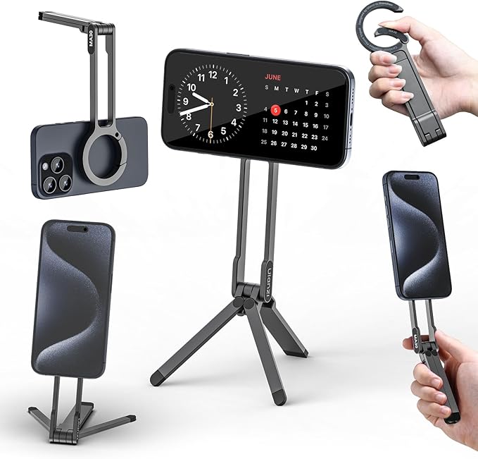 ULANZI MA30 Magnetic Phone Tripod Stand for iPhone - Aluminium Maglock Smartphone Mini Tripod Pocket Cell Phone Stand Strong Magnet Quick Mount Compatible with iPhone 16 15 14 13 12 Series, Dark Gray