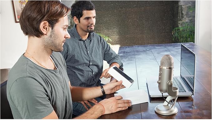 Blue Microphones Yeti Silver USB Mic for Recording, Streaming & Gaming on PC and Mac with Blue Voce Effects 4 Pickup Patterns, Headphone Output, Volume Control, Mic Gain Control, & Adjustable Stand