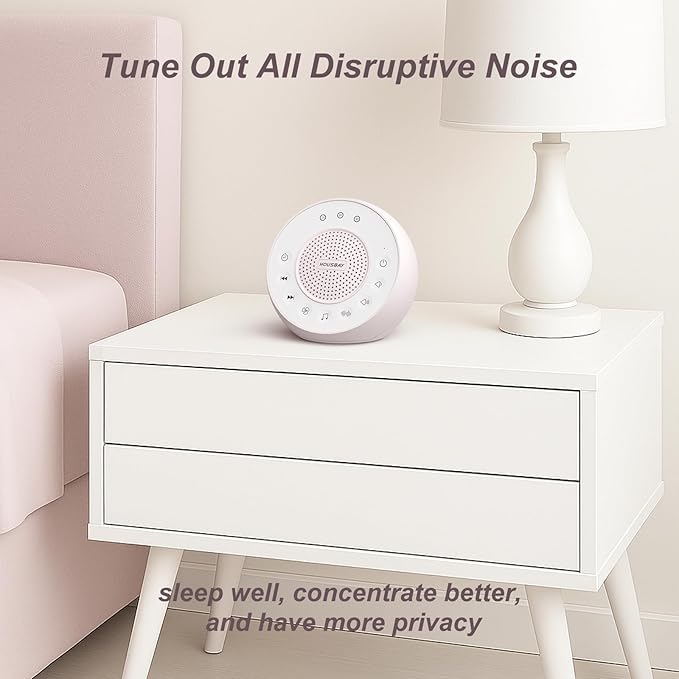 Housbay White Noise Machine with 31 High Fidelity Soothing Sounds, 5W High Power Loud Enough Speaker, Easy Volume Control, Sleep Timer, Sound Machine for Baby, Kids, Adults, Light Sleeper