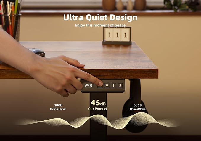 Seang Standing Desk with Adjustable Height, 55x24 Inch Electric Stand Up Desk for Home Office, Studio, Computer Workstation, Rustic Brown Top