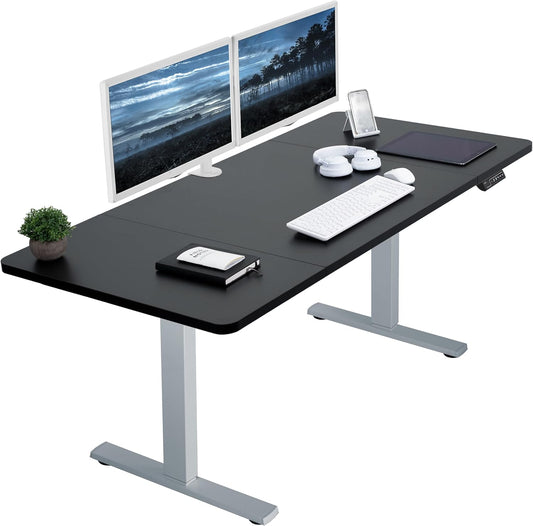VIVO Electric 60 x 30 in Standing Desk, Memory Height Adjustment, 1B Series, Black Top Gray Frame, DESK-KIT-1G6B-30