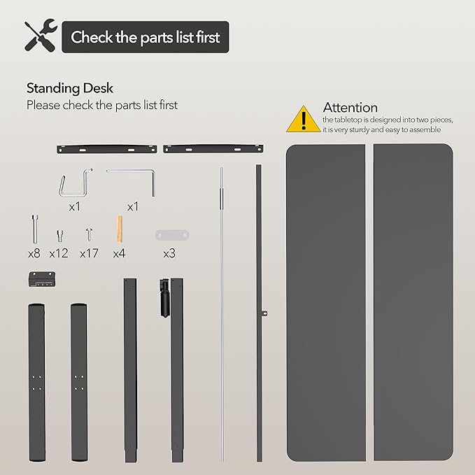 Electric Standing Desk Adjustable Height, 48x24 Inches Sit Stand up Desktop for Home Office, Ergonomic Rising Computer Table with Memory Preset, Black