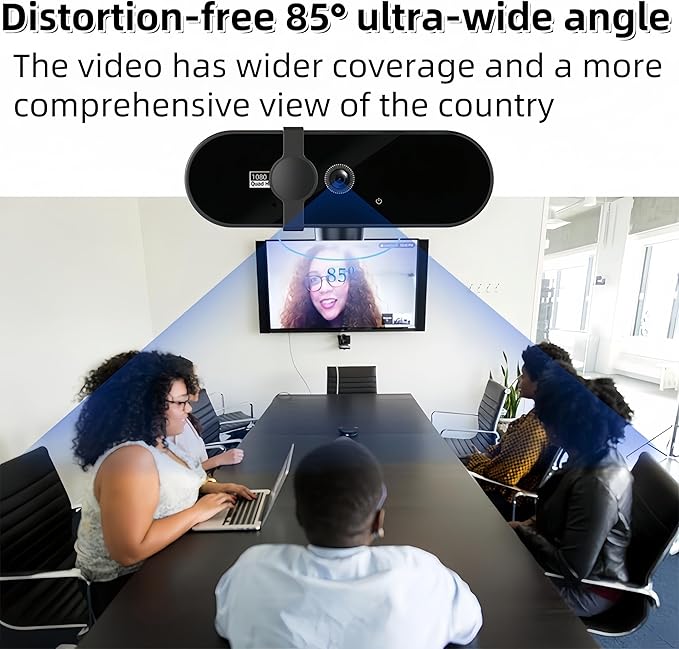 Full HD Webcam with Microphone, 1080P Webcam for PC, 90° FOV, Dual Microphone Streaming Web cam for Clear Stereo Audio, Plug and Play USB Web cam for Zoom/Skype/Teams, Conferencing and Video