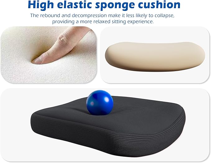 TRALT Ergonomic Office Chair - Desk Chair with Adjustable Lumbar Support Computer Chair - Mesh Comfy Chair with Flip-up Armrests - Gaming Chairs for Adults Home Office (Leather, Black)