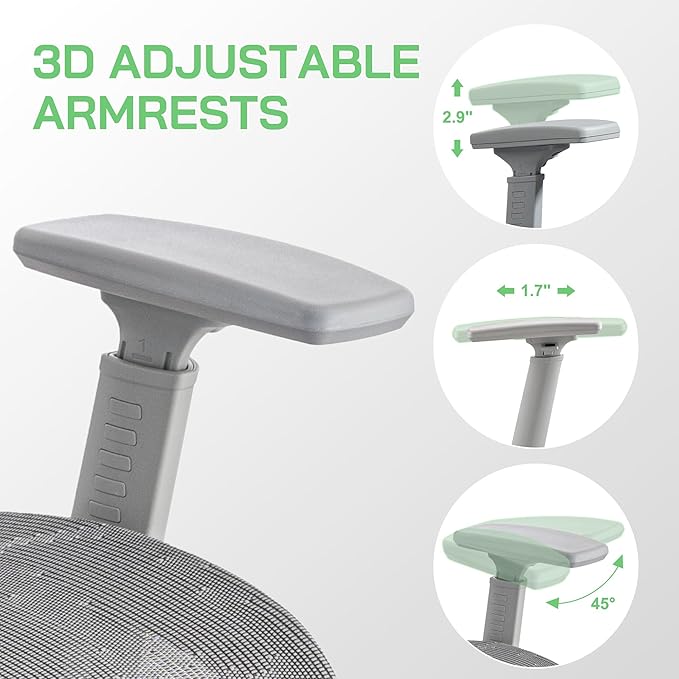 Mesh Ergonomic Office Chair,High Back Mesh Gaming Chair with Lumbar Support,Adjustable Headrest and Armrests for Home Office Desk Chair