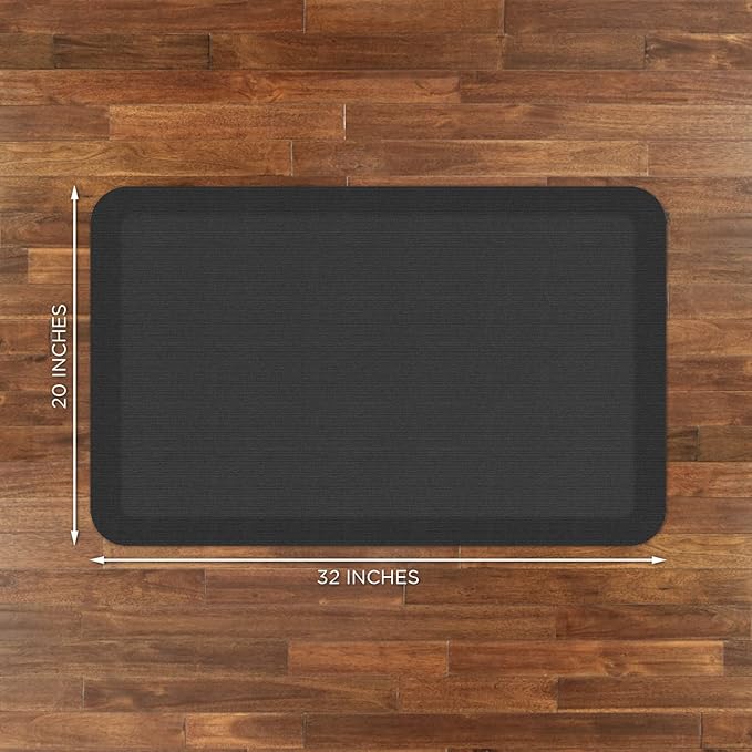 NewLife by GelPro Ergo-Foam Cushioned Anti-Fatigue Standing Kitchen Floor Mat, Padded Stain-Resistant, Waterproof, Non-Slip Comfort Padded Desk/Office Mat - 20" x 32", Grasscloth Charcoal