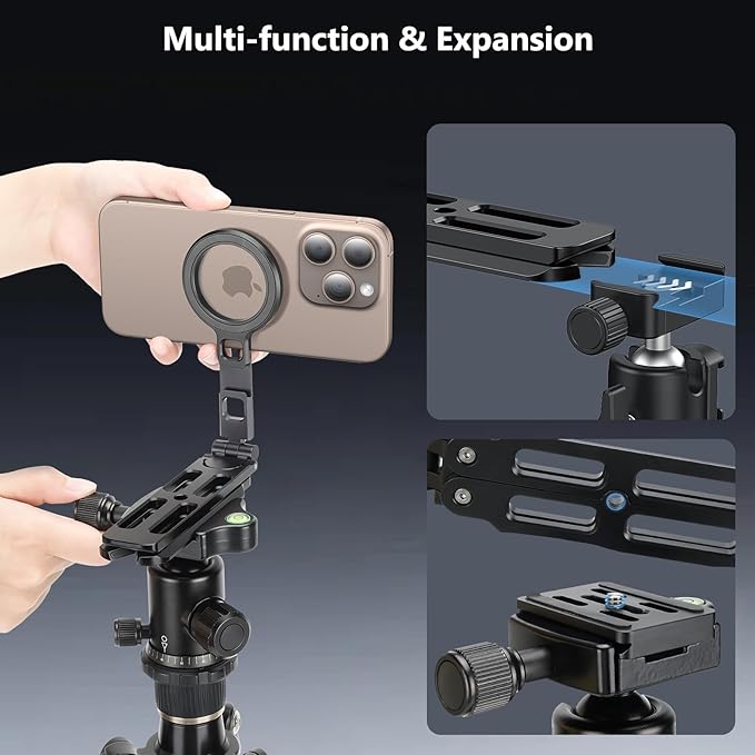 VRIG Magnetic Pocket Phone Tripod Foldable Compatible with magsafe for iPhone 16/15/14/13/12,Mini Cell Phone Tripod Mount Handle Smartphone Desk Stand Travel All in One,Fathers Day for Gifts