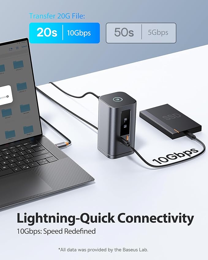 Baseus Docking Station, Spacemate(Win) 11 in 1, Triple Display, 4K HDMI and DP, 10Gbps USB A/C Ports, Gigabit Ethernet, 100W PD, Audio, Laptop Docking Station for Windows/Dell/HP/Lenovo/Asus/Acer/Mac