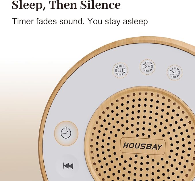 Housbay White Noise Sound Machine for Sleeping, 31 Soothing Sounds, Small Sleep Machine for Adults, Wood Grain Design for Bedroom & Noise Canceling