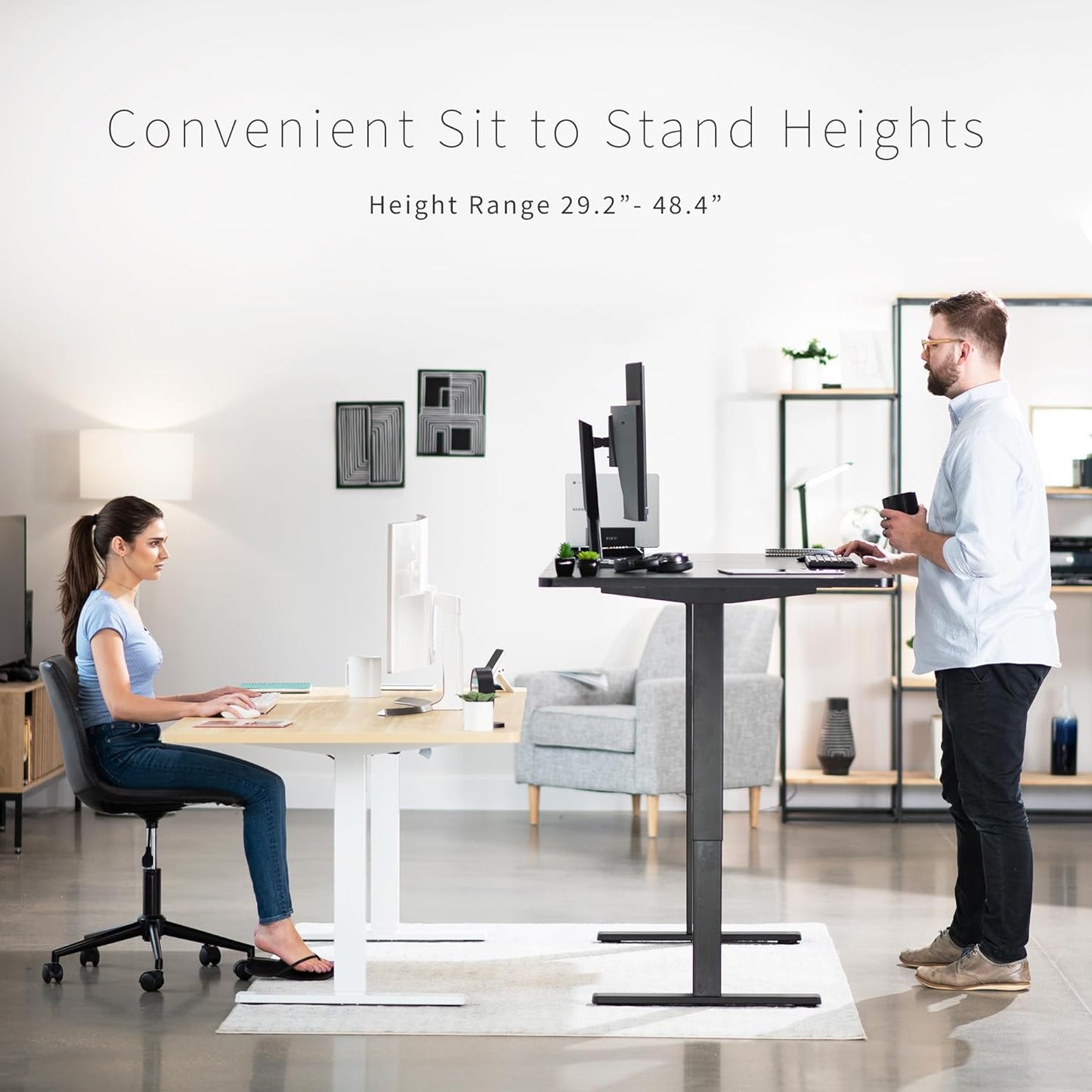 VIVO Electric 71 x 36 in Standing Desk, Memory Height Adjustment, 1B Series, Reclaimed Wood Top Black Frame, DESK-KIT-1B7P-36