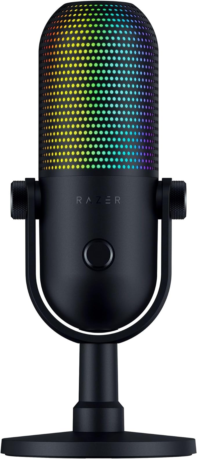 Razer Seiren V3 Chroma RGB USB Microphone: Stream & Game Reactive Lighting - Tap-to-Mute Sensor - Condenser Mic - Digital Gain Limiter & Shock Absorber - PC, Discord, OBS Studio, XSplit - Black
