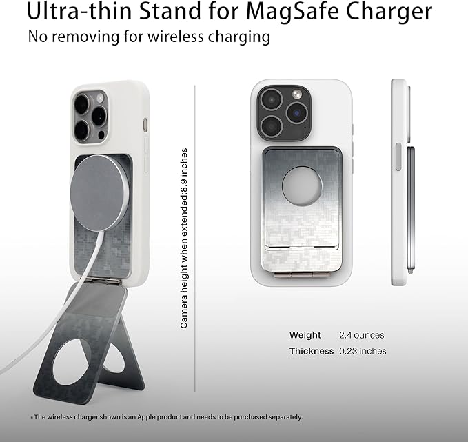 Phone Tripod Stand, Aluminum Alloy Mini Tripod Compatible with Magsafe iPhone 16/15/14/13/12 Series, Foldable Strong Magnetic Phone Stand, Mult-Angle Adjustment Selfie Stick (Mosaic Grey)