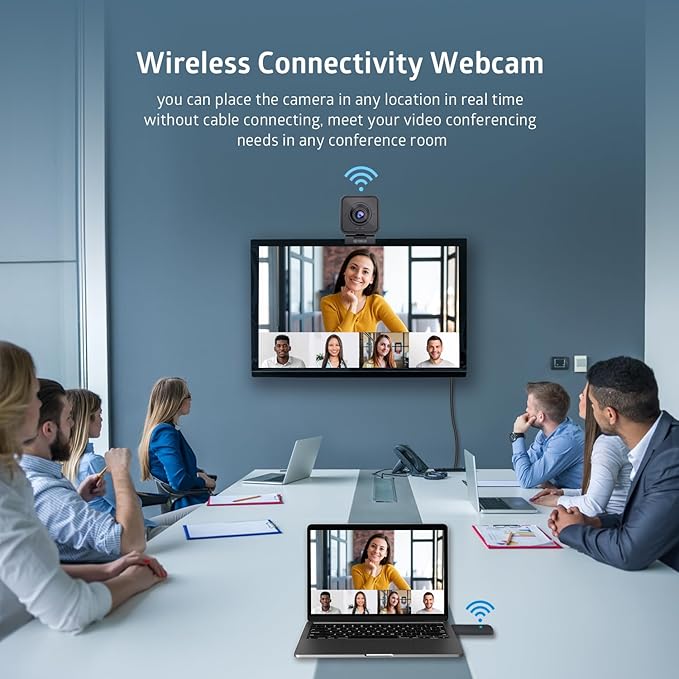 TOALLIN 1080P HD Wireless Webcam for PC, Built-in Noise-Canceling Microphone, Wireless Computer Camera for Video Conferencing, Live Streaming and Online Video Calls