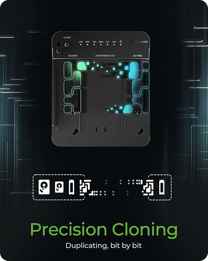 M.2 NVMe & SATA SSD/HDD Docking Station, ICY BOX USB-C 10 Gbps Dual Bay Hard Drive Clone Station & Reader (SATA 2.5/3.5 Inch & M.2 NVMe), Two-Way Cloning, Tool-Free External Adapter