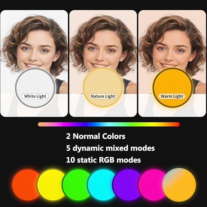 Desk Ring Light with Stand,55W Dimmable Full Screen Ring Light,with Rotating Storage Box,Pen Holder Stand,Phone Holder&Controller (Pink-RGB, 10.5)